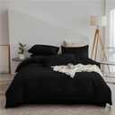 Cottonight Black Comforter Set King Men Women All Black Bedding Set Blanket Quilts Solid Fuzzy Modern Gothic Cozy Dark Color Comforter Set for King Bed Women Men