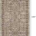 Washable 2'6x12 Entryway Rug: Low Pile Runners Rugs for Kitchen Hallway Vintage Stain Resistant Carpet for Bedroom Soft Easy to Clean Non-Skid Floor Mats for Dining Room 2'6'x12' Brown