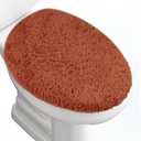 Microfiber Elongated Toilet Seat Cover 19.5"x 15" Machine Washable Solid Toilet Lid Cover Adjustable Rubber Backing Fits Most 18-19.5"L x 14-16"W Elongated Toilet Seat