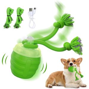 Interactive Dog Toy, [Newly Upgraded] Motion Activated Rolling Squeaky Ball for Medium/Large Dogs, Automatic Moving Dogs Ball for Boredom, USB Rechargeable(Green)