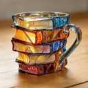 Painted Book Mug 3D Novelty Coffee Mugs for Book Lover Gifts for Women Unique Coffee Mugs 13 Oz Cool Funny Bookish Cute Tumblers Books Worm Readers Writers Librarian Gifts Women