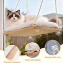 Cat Window Perch, Cat Hammock Bed with Solid Wood Seat 4 Heavy Duty Suction Cups, Plush Cushion, Indoor Pet Window Hammock for Cats for Large Cats