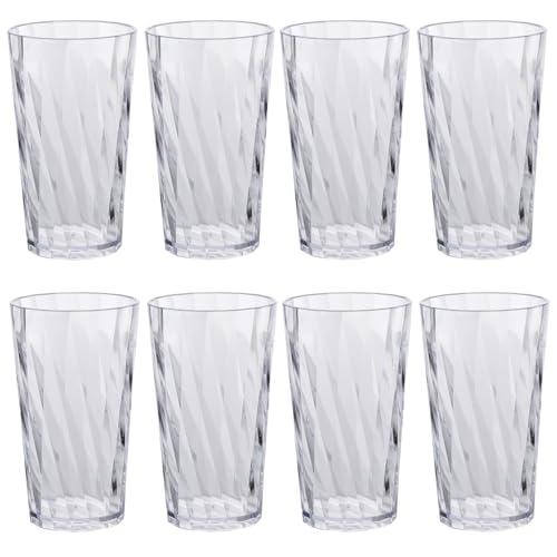 HONGBOLI Unbreakable Plastic Drinking Glasses，Set of 8, Shatter Proof Drinking Cups, Plastic Glass Cups, 10 oz Plastic Tumbler Cups, Dishwasher Safe (Transparent)