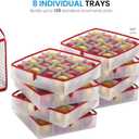 ZOBER Christmas Ornament Storage Box - Stores 128 Ornaments W/ 2 Sided Zipper - Flexible Plastic Christmas Ornament Storage Containers - 3 Inch Cube Compartments - Red