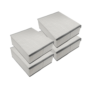 Bed Sheet Organizer, Foldable Closet Organizer with Window and Label,Bedding Storages Box Container for Blanket,Bed Sheet Set（White 38 * 32 * 12cm/14.96 * 12.6 * 4.72"）