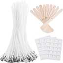 Bulk 6-Inch Candle Wicks - 100 Pcs with Wick Stickers & Centering Device for Soy/Beeswax Candle Making