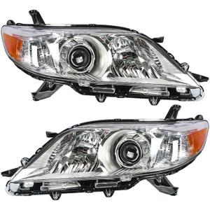 Silscvtt Headlights Front Head Lamps Replacement for Toyota Sienna 2011-2018 Halogen Projector Headlamp Pair Driver and Passenger Side