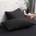 PURE ERA Jersey Knit Pillowcases 100% T-Shirt Cotton Super Soft Comfy Breathable, Set of 2, Standard 20" x 26", Solid Black