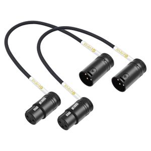Devinal Rotatable Right-Angle XLR Cable, Adjustable-Angle Low-Profile XLR Microphone Adapter Connector, Right-Angle Mic Cord on Both Ends (Male and Female) 0.8 FT 2 pcs