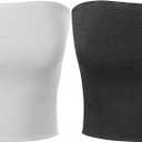 MixMatchy Women's 2 Pack Casual Summer Ruched Side Backless Double Layered Tube Top with Built in Shelf Bra XL Pack of 2, Black and White
