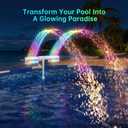 LED Pool Fountain with Remote, Rechargeable Waterfall Spray for Inground & Above Ground Pools, Fits 1.73" & 3.2" Return Jets, 20 Light Modes & Timers, 12H Long-Lasting Glow for Night Swimming Ambiance