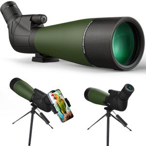 25-75X80/100 Spotting Scopes for Target Shooting - HD Spotter Scope with Tripod Carrying Bag & Smartphone Holder - BAK4 Waterproof Spotting Scope for Bird Watching Hunting Wildlife Viewing