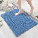 SHACOS Boho Bathroom Rugs 24"x36" Extra Soft Absorbent Microfiber Bath Mats Home Decor Non Slip Carpet Machine Washable Shaggy Bath Rugs for Bath Room Shower Bathtub, Blue 2' x 3'