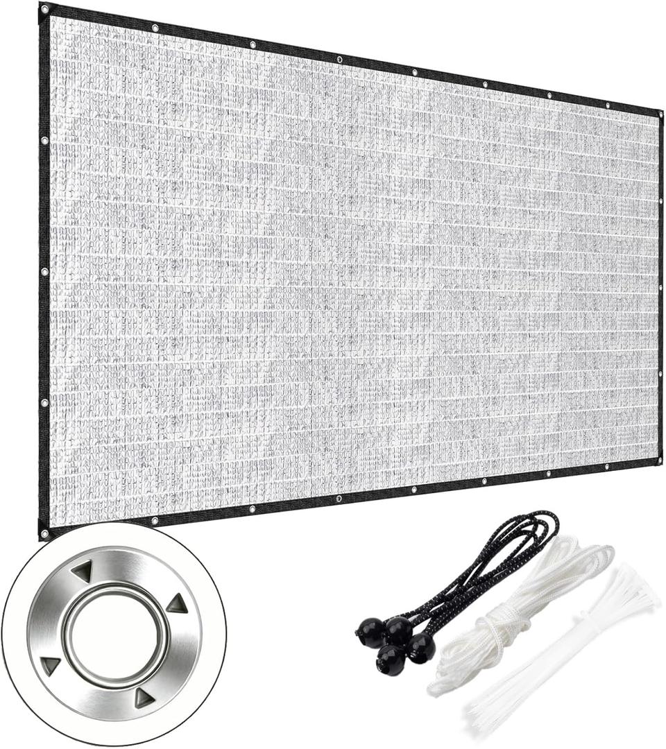 Aluminet Shade Cloth, 10x20FT 85% Heat Reflective Tarp for Blocking Sun with Reinforced Stainless Steel Grommets for Pergola Shade Cover, Garden, Cars, Dogs, Greenhouse