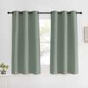 NICETOWN Bedroom Curtain Panels Blackout Draperies, 1 Pair, 42 by 60 inches, Greyish Green, Thermal Insulated Solid Grommet Blackout Curtains/Drapes