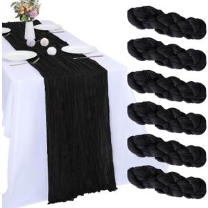 6 Pack Black Cheesecloth Table Runner 10FT Boho Gauze Cheese Cloth Table Runner 35 x 120 Inch Rustic Sheer Fabric for Wedding Decor Baby Shower Party Holiday Home Decoration