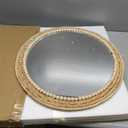 21 Inch Boho Round Hanging Wall Mirror Decorative Rattan Circle Wall Mounted Mirror for Farmhouse, Living Room, Bedroom, Bathroom