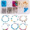 SUNNYCLUE 293Pcs DIY Boho Shell Beads Beach Charm Ankle Bracelet Making Kit Foot Chain Sandal Beads Christmas Adjustable Jewelry Making Kits Starfish Sea Turtle Charms Turquoise Stone Instruction