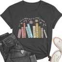 PQZ Women's Book Lover T-Shirt - White, Loose Fit, Short Sleeve, Crew Neck - S, M, L, XL, XXL (Grey1)
