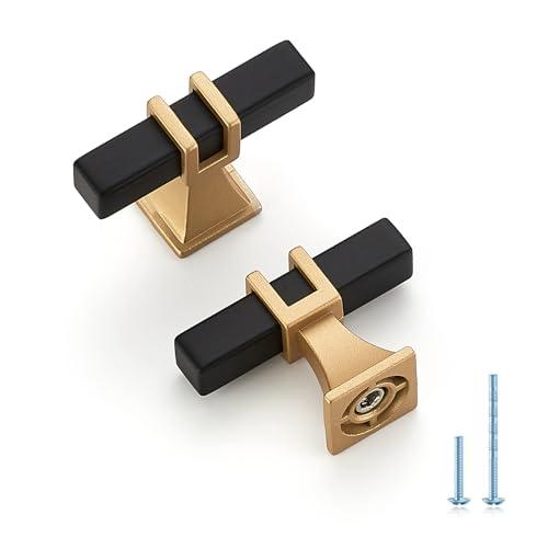 HOME EDIT 10 Pack 3 inch Black & Gold Cabinet Handles Square Zinc-Alloy Pulls for Kitchen Dresser Closet and Bathroom Cabinets Hardware