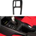 JSWAN Real Carbon Fiber Center Console Gear Shift Panel Cover for 11th Gen Civic Type R FL5 Typer Central Control Panel Frame Overlay Gear Shifter knob Frame Cover(Bright Black)