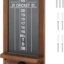 VioraWhite Dart Scoreboard for Cricket and 01 Darts Games Darts Holder Wall Mount Wood Dartboard Accessories (Charcoal Brown Trim)