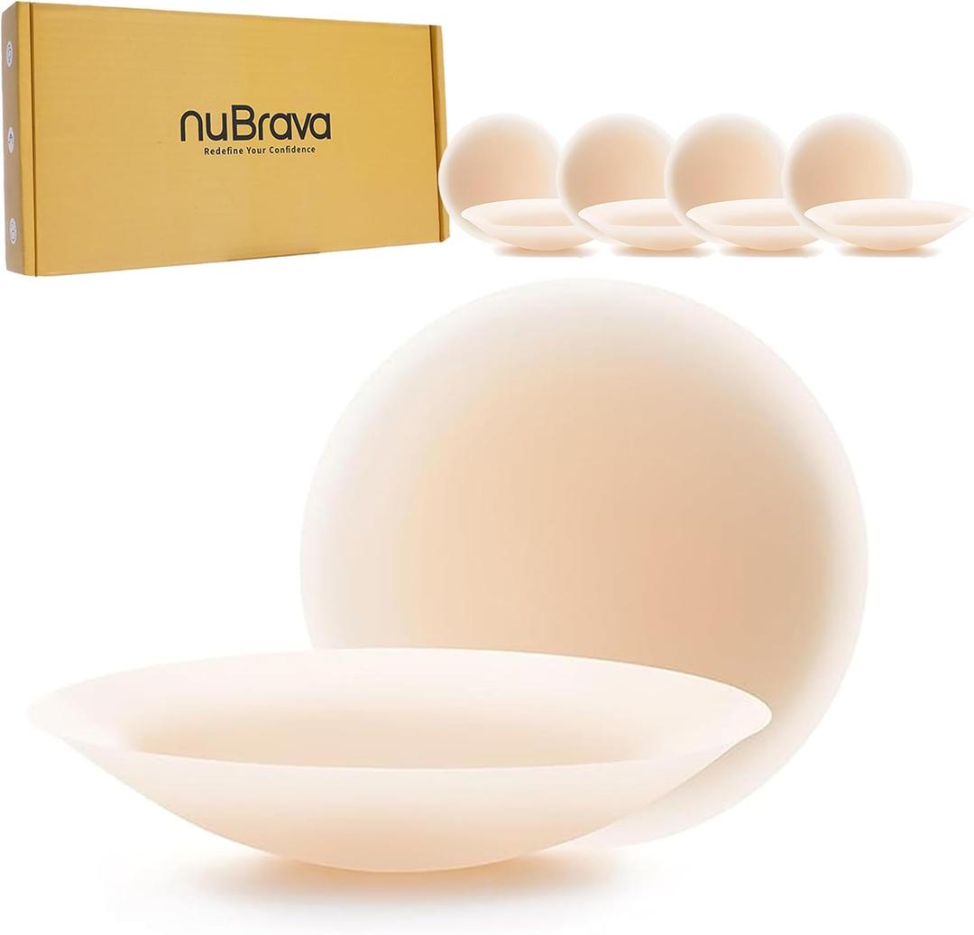 Nipple Covers 4 Pair Seamless Adhesive Nipple Sillicone Nipple Pasties for Women Resuable Sticky Breast Petals (Medium (Fits A-C Cups))