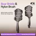 Boar Bristle Hair Brush For Fine Hair, Smoothing & Shine Enhancing Vented Detangler Wet Brushes, Slick Back Paddle Hairbrush with Nylon & Boar Bristles, Gentle Scalp Massage, Coffee Ground Infused