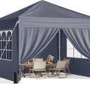 10x10 Pop Up Canopy with Sidewalls, Instant Portable Canopy Tent with Carry Bag for Commercial Events, Camping, Parties - Dark Grey