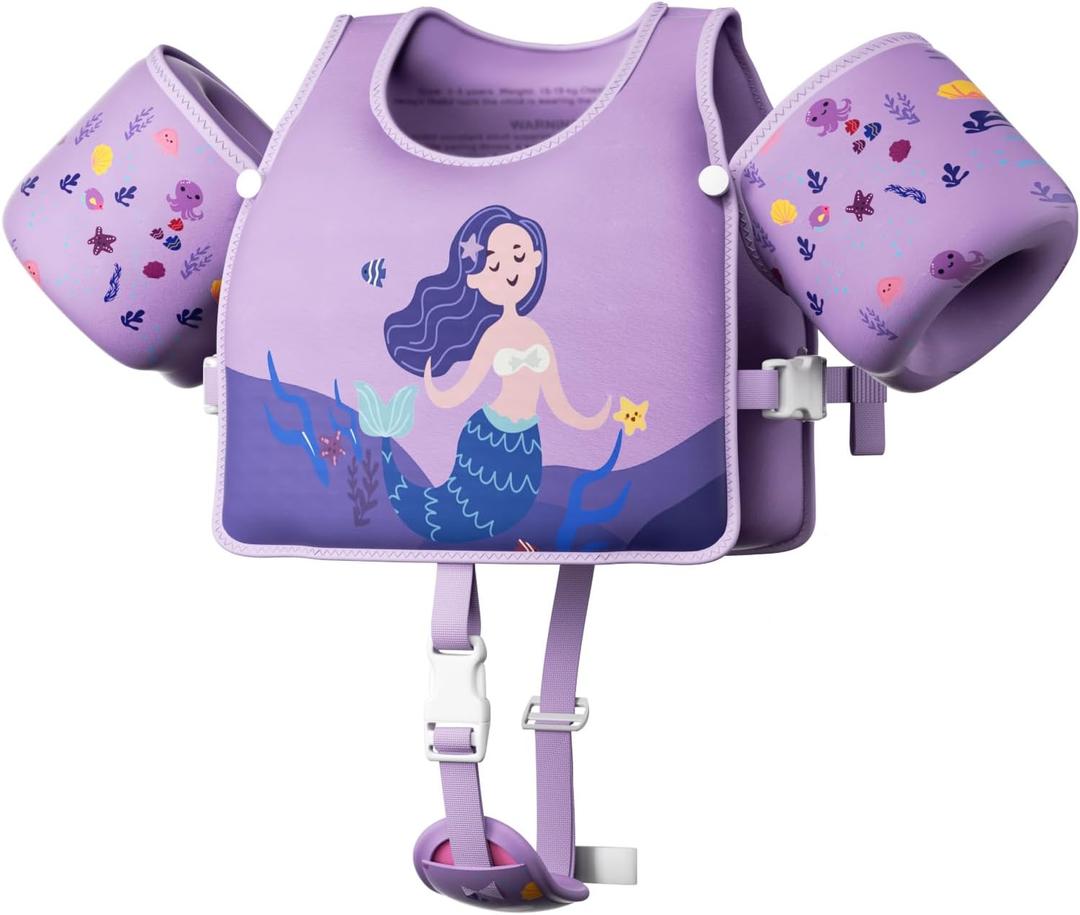 Toddler Swim Vest, Toddler Floaties Fit 20-66LBS, Swim Vest for Toddlers Learning to Swim, Puddle Kids Jumper with Adjustable Strap, Swim Jacket Arm Floaties for Baby Boys Girls 1-7 Years Old (purple)