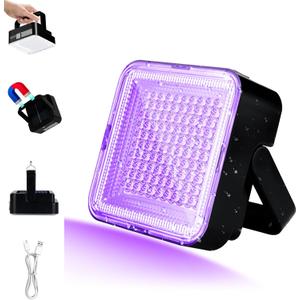 Rechargeable UV Black Light, 60W 5000mAh Dimmable UV Light, 100 LED 395nM LED Ultraviolet Blacklight, for Dog Cat Pet Urine Stains Detection, Bed Bug, Scorpions, Bedroom, Camping, Outdoor