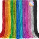 120 PCS Mardi Gras Beads, Party Beads Necklaces for Mardi Gras, Christmas, St. Patrick's Day, Metallic Colorful Necklaces Accessories in 12 Colors
