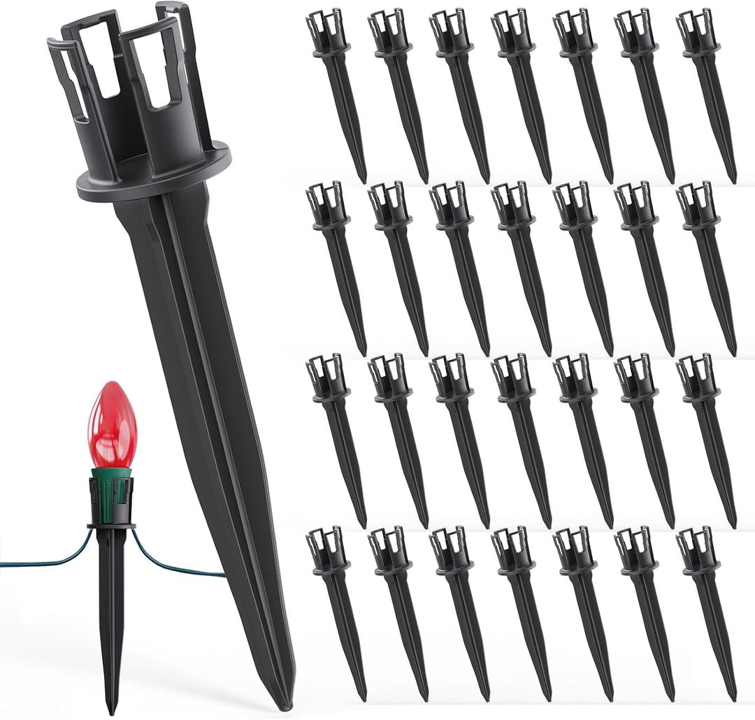 100-Pack Christmas Light Yard Stakes, 5.5 Inch Lighting Stakes for C7 C9 Christmas Lights Outdoor, Universal Yard Stakes for Outdoor Holiday Lights Use on Garden Lawn Patio Pathway Walkway  Black
