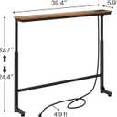 Kitstorack Narrow Console Table Behind Sofa Couch, Design with Adjustable Height (25"-33") & Power Outlets, Small Entryway Table - 5.9" D x 39.4 " L, Rustic Brown