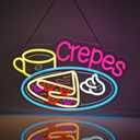 Crepes Neon Sign, Neon Lights Hanging Wall Art Decoration for Business Restaurant Shop Store House Bar Cafe Party Home Decor, USB Powered Ultra Bright Dimmable,16.1410.63inches