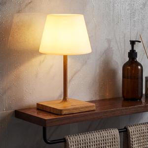 Shower Lamp Waterproof,4000mAh Battery Rechargeable Cordless Table Lamp for Indoor & Outdoor Use,3 Color-temps & Dimmable LED Night Light for Shower Bathroom Bedroom Restaurant Home 10.8"H- Wood Grain