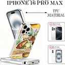 for iPhone 16 Pro Max Case, Collage Cases for iPhone 16 Pro Max, Scratch Resistant Shockproof Cover, Aesthetic Clear Phone Cover, Frog Cases, Frogs and Mushroom Collage DesignB105