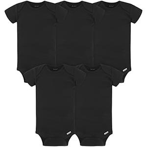 Gerber Baby 5-Pack Solid Onesies Bodysuits, Black, 0-3 Months