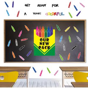 TaoBary 73 Pcs Popcorn Crayon Bulletin Board Decor 20 x 27 Inch Popcorn Bucket Background Popcorn Bulletin Board Cutouts Crayon Accents Paper Cutouts for School Classroom Door Wall(Crayon)