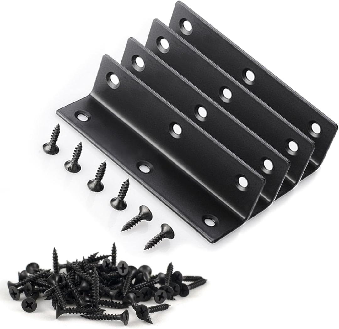 Floating Shelf Bracket, L Bracket Corner Brace,90 Degree Right Angle Corner Bracket, Metal Joint Bracket for Wood Bookshelf Furniture Cabinet (4pcs)