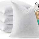 Feather Throw Pillow Inserts Set of 4, Soft Fluffy Square 22 x 22 Inches Decorative Pillow Insert, Feather and Down Euro Pillows for Bed, Couch and Cushion
