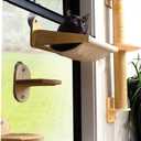 Window/Wall Mount Cat Wall Shelves by Pet Savvy  Cat Hammock (Oatmeal), Scratching Post with Landing, Two Steps  Natural Pine, Jute Rope, Sized for Cats up to 25lbs  4 pc Set