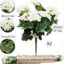 2 Pcs Artificial Geraniums for Outdoor Silk Geranium Flowers White Artificial Geranium Bush Faux Flowers Geraniums Branch for Garden Patio Grave Cemetary Vase Table Centerpiece Indoor Decor