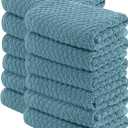Super Absorbent Kitchen Towels 12 Pack - Premium 100% Cotton Kitchen Towels, 450GSM Thick Machine Washable Aqua Dish Towels for Kitchen Drying, Cleaning, Dobby Weave, Unmatched Quality, 15x26