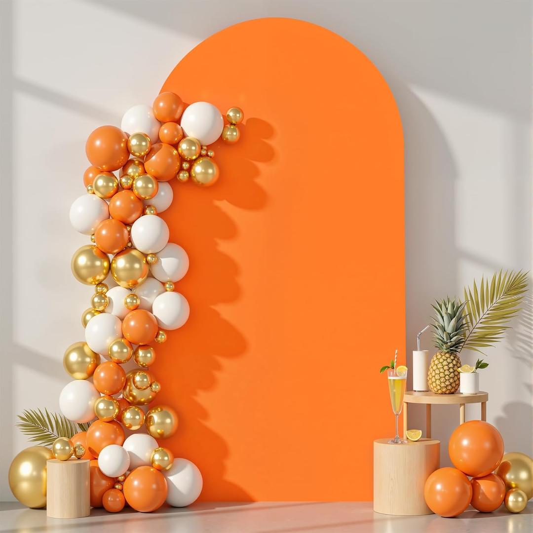 6 ft Arch Backdrop Cover Orange - Double-Sided Spandex Arch Covers Stretchy Backdrop for Balloon Arches Birthday Party Baby Shower Banquet Wedding Photo Background