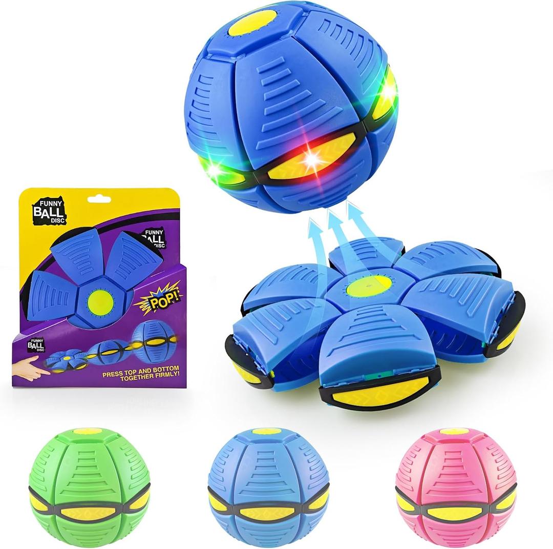 Magic Bouncing Ball 6-Light Dual Form Pop up, Meta Ball Metaball Transforming Design Flying Saucer Bouncy Interactive Bouncing Balls for Parent-Child Interaction Gift Pack Blue