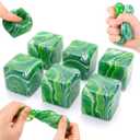 6 Pcs Stress Cube Bulk Swirl Ice Cube Stress Ball for Adults Anxiety Relief Soft Squeeze Sensory Square Ball for ADHD Prizes Goodie Bag Stuffers Party Favors (Green)