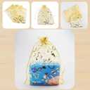 QIANHAILIZZ 100 Pack 7 x 9 Inch Drawstring Flower Heart Bags Organza Jewelry Gift Pouch Candy Pouch Drawstring Wedding Favor Bags (gold heart)