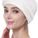 Alnorm Flower Design Chemo Hair Loss Caps Cancer Headwear for Women (One Size, Off-white)