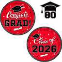 Graduation Party Supplies 2026 Graduation Party Dinnerware Red Disposable Paper Plates for Congrats Grad Party Decorations, Serve 80